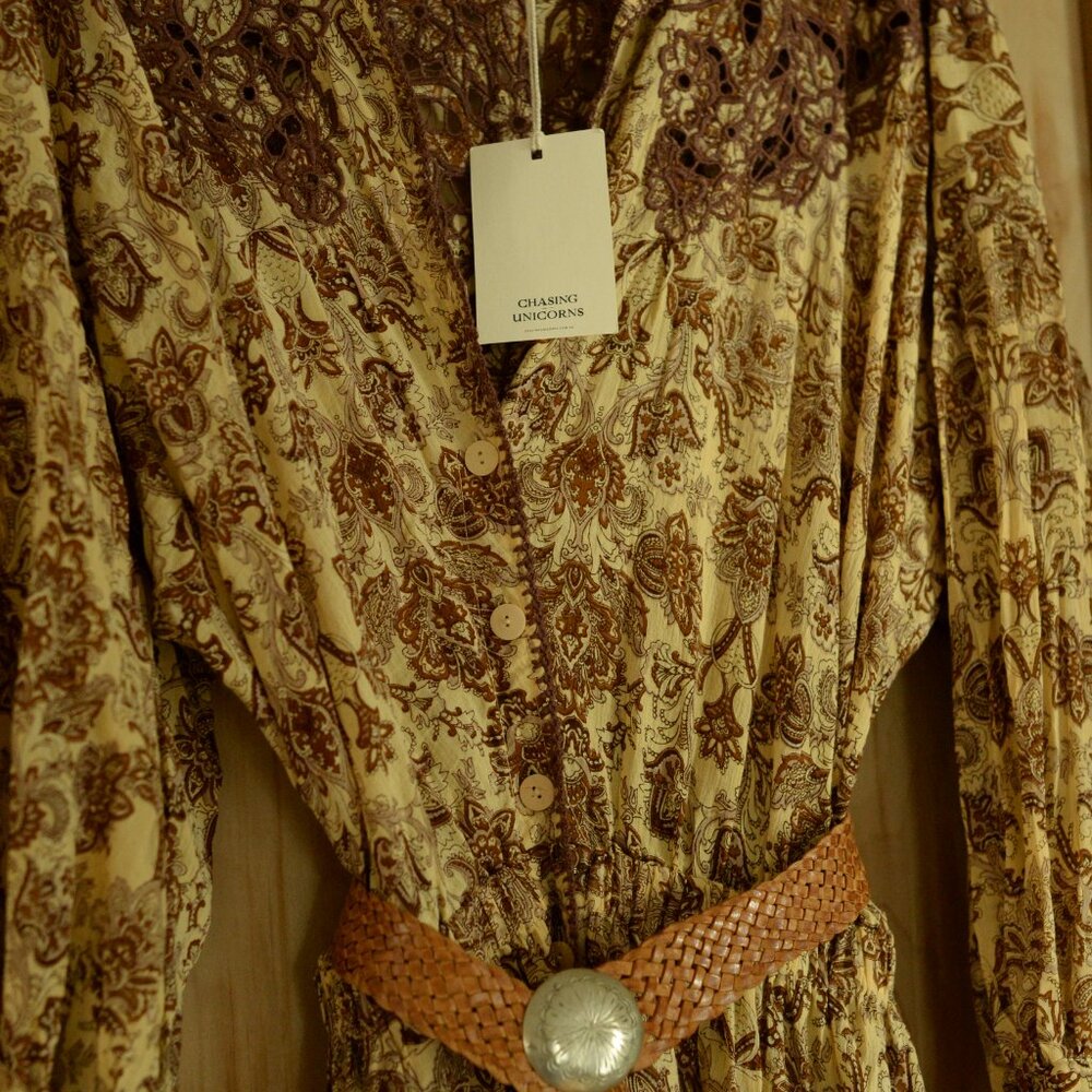 Chasing Unicorns button down dress, NWT large